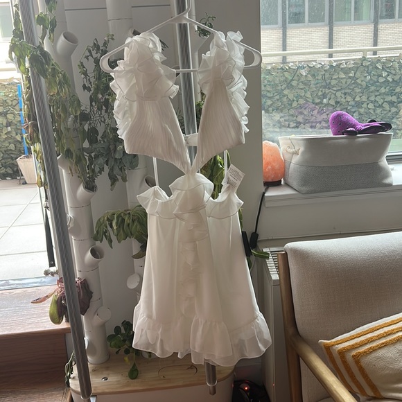 Mac Duggal white mini dress ruffle cutout size 4 NWT - Picture 4 of 4